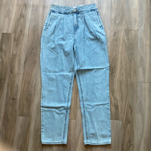 SO Denim - So Super high rise straight woven denim jean pant quilted design waistband 9 29